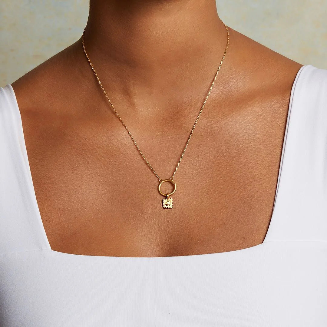 Gold Moon Star Evil Eye Pendant