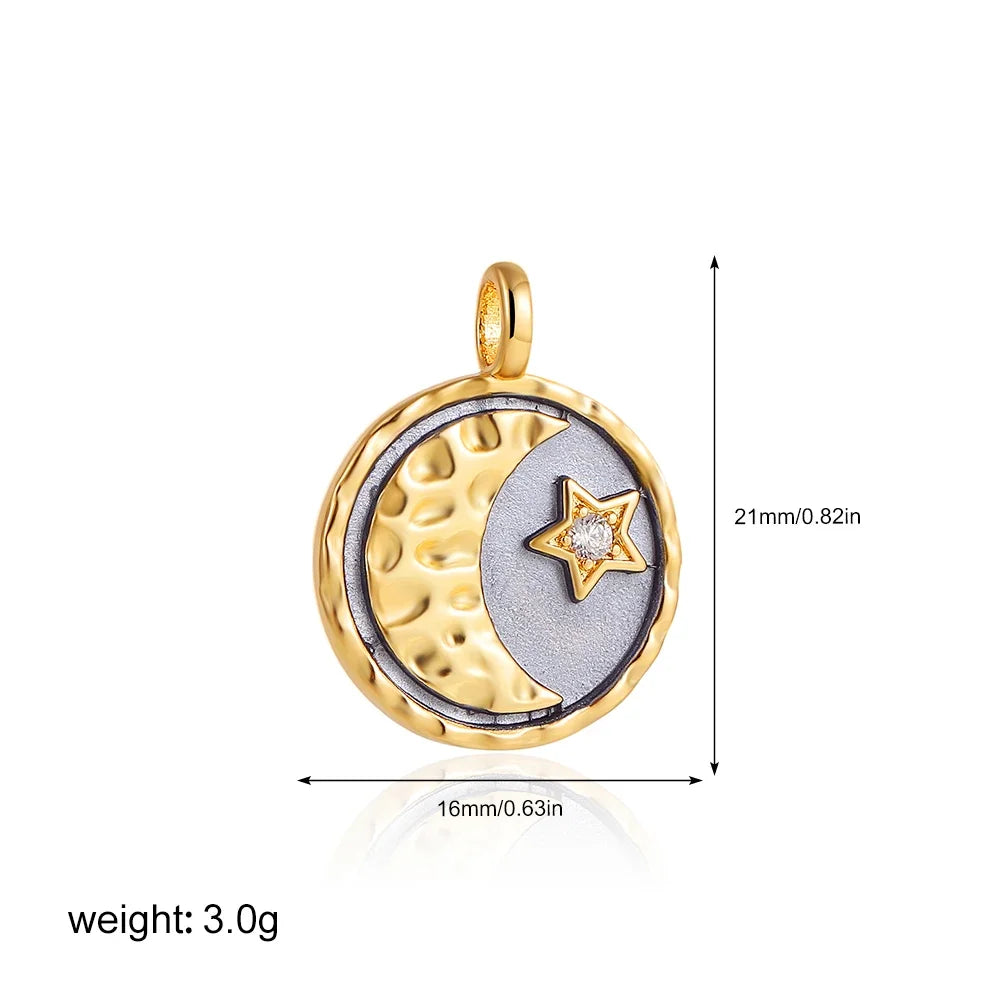 Gold Moon Star Evil Eye Pendant