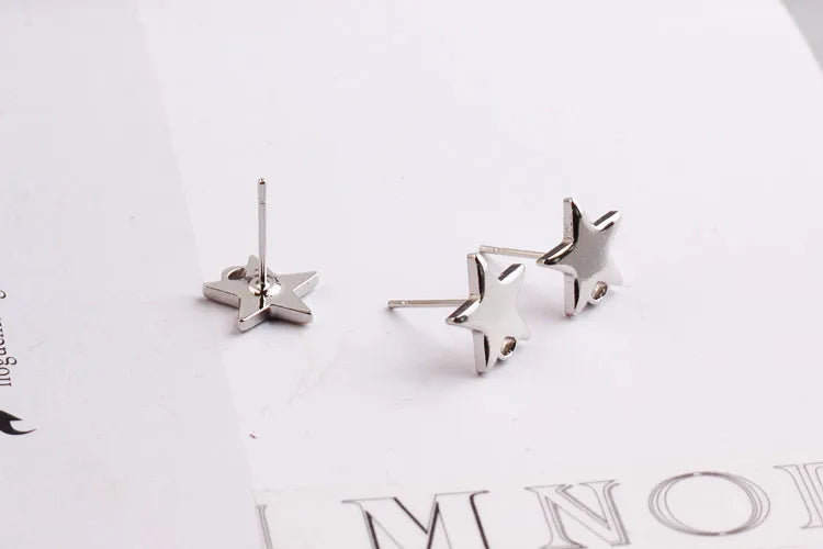 10 Silver Star Earring Findings