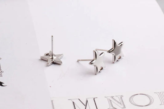 10 Silver Star Earring Findings