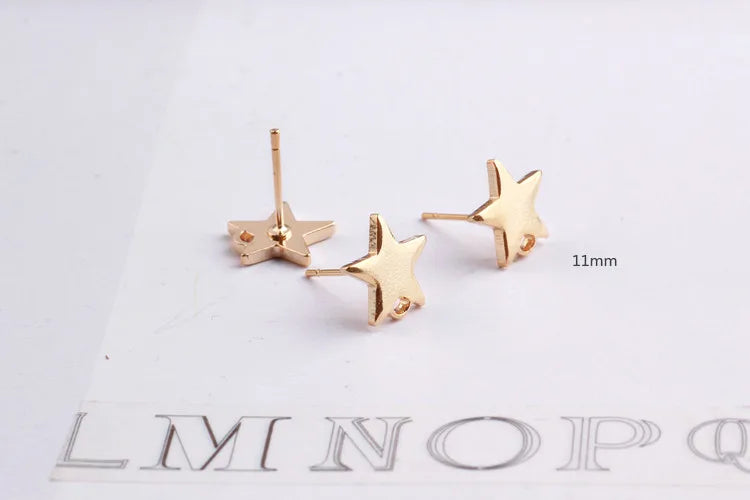 10 Silver Star Earring Findings