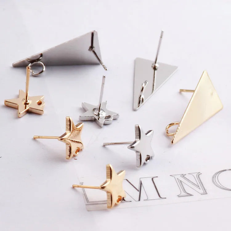 10 Silver Star Earring Findings