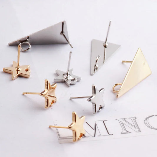 10 Silver Star Earring Findings