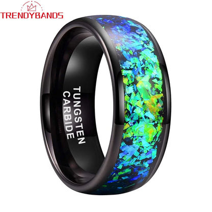 8mm Tungsten Opal Ring