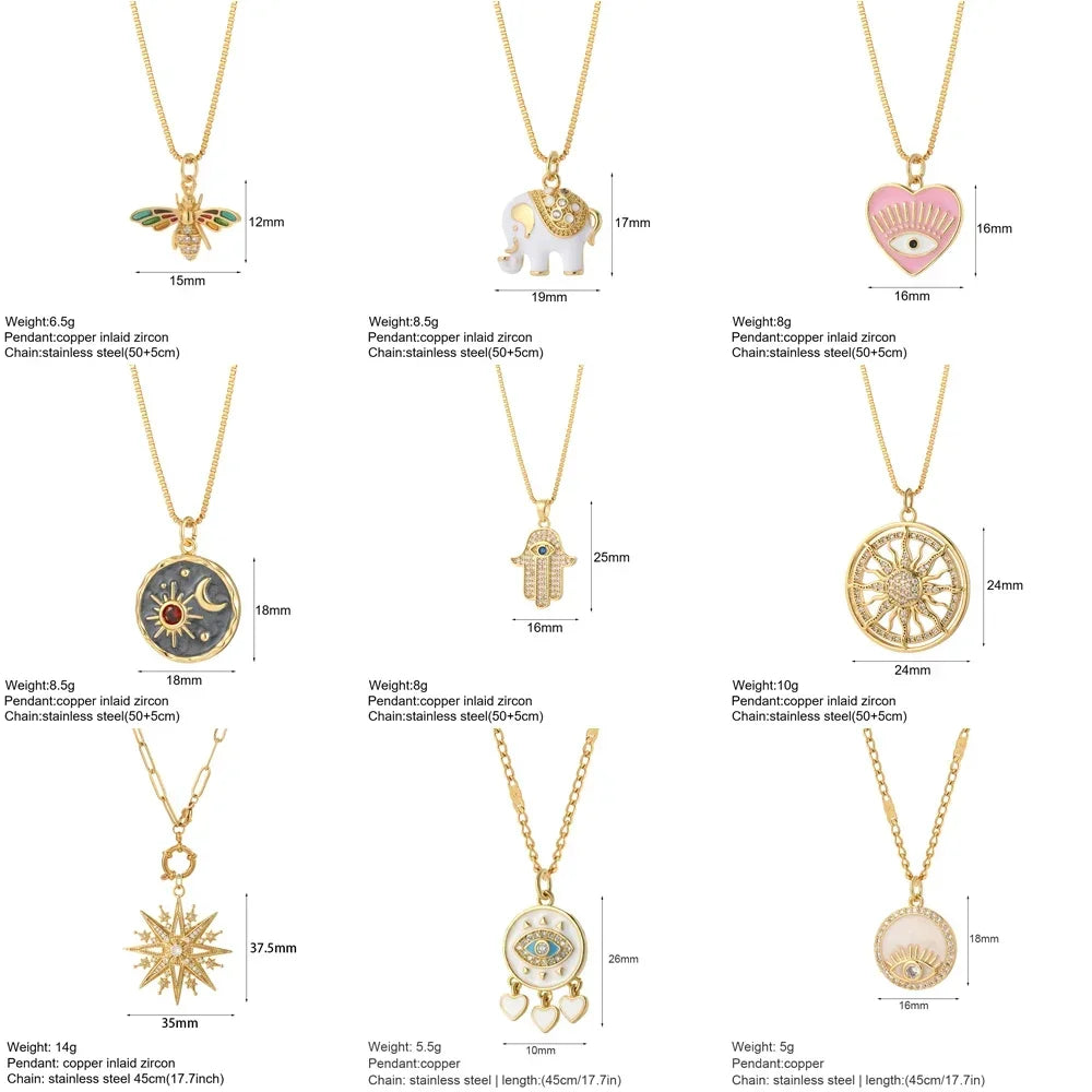 Gold Animal & Heart Necklace
