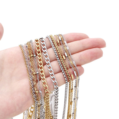 Gold Stainless Steel Beaded Chain