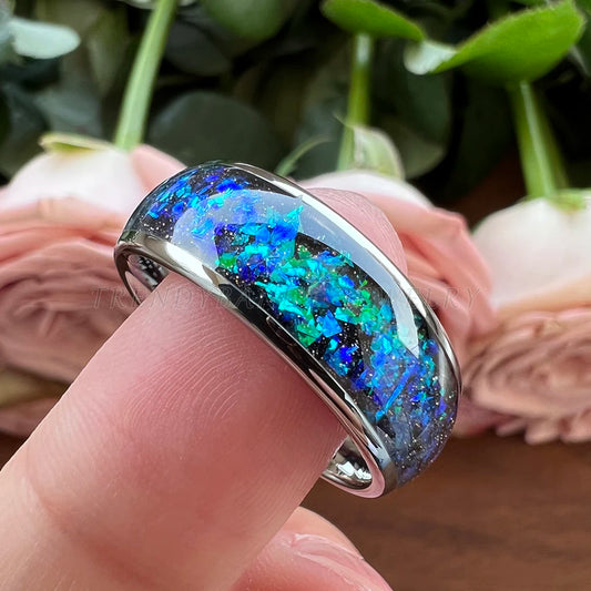 8mm Tungsten Opal Ring