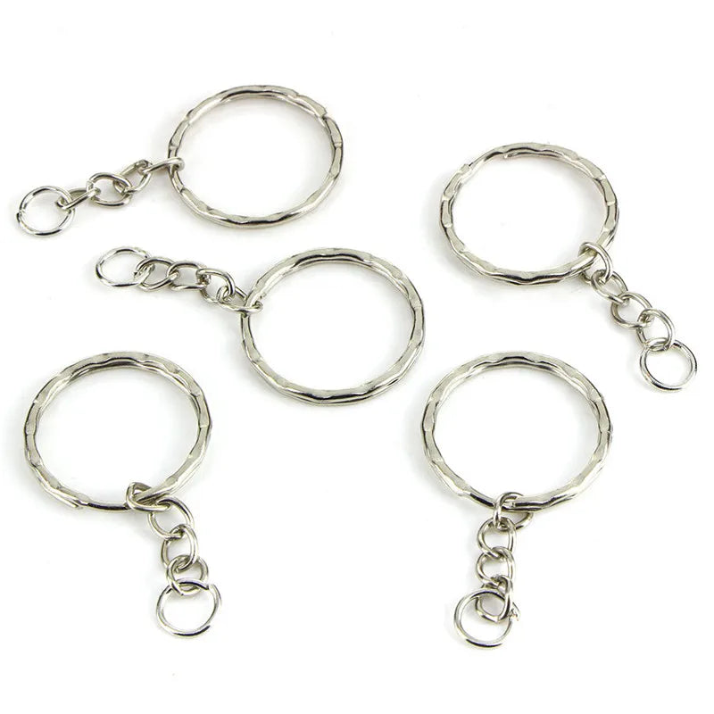 50PCS Polished Silver Keychain Rings
