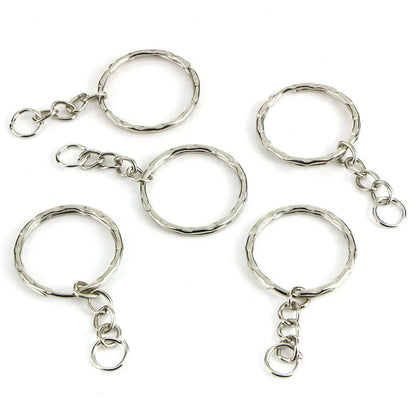 50PCS Polished Silver Keychain Rings