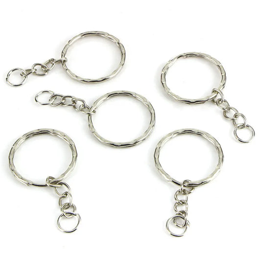 50PCS Polished Silver Keychain Rings