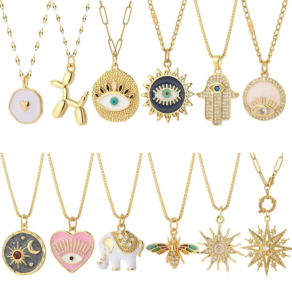 Gold Animal & Heart Necklace
