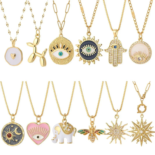 Gold Animal & Heart Necklace