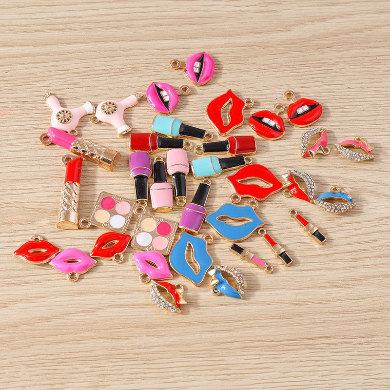 10pcs Lipstick Lips Charms
