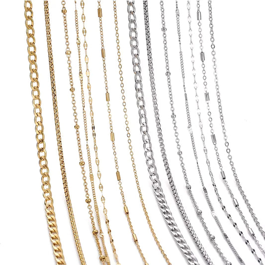 Gold Stainless Steel Beaded Chain