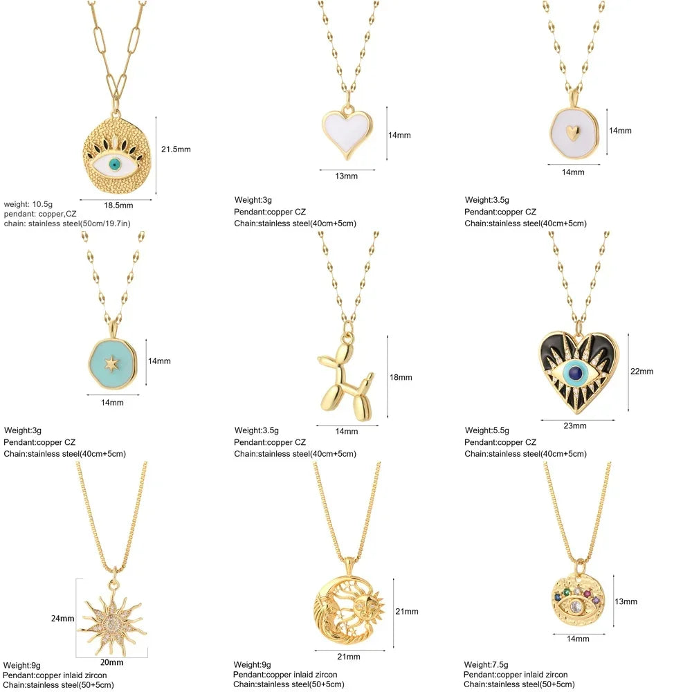 Gold Animal & Heart Necklace