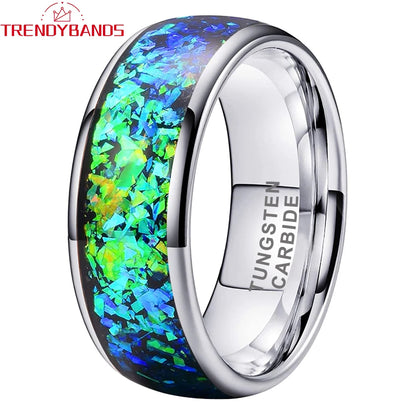 8mm Tungsten Opal Ring