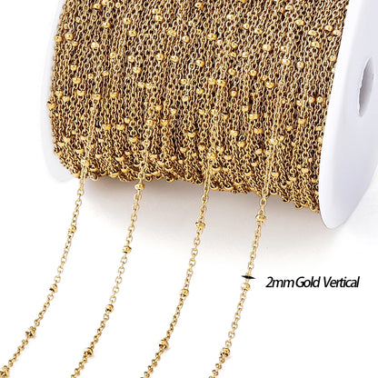 Gold Stainless Steel Beaded Chain
