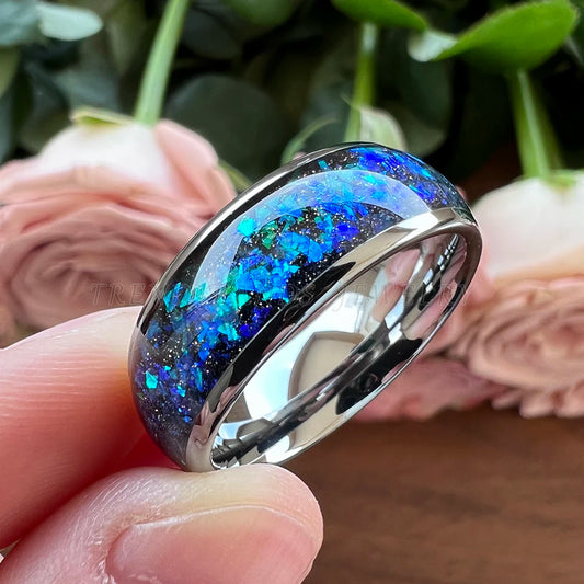8mm Tungsten Opal Ring