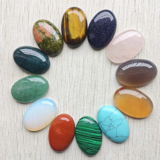12 Oval Stone Cabochon Beads