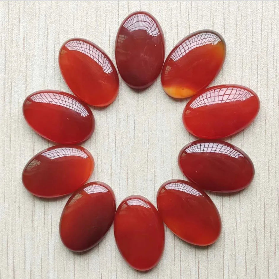 12 Oval Stone Cabochon Beads