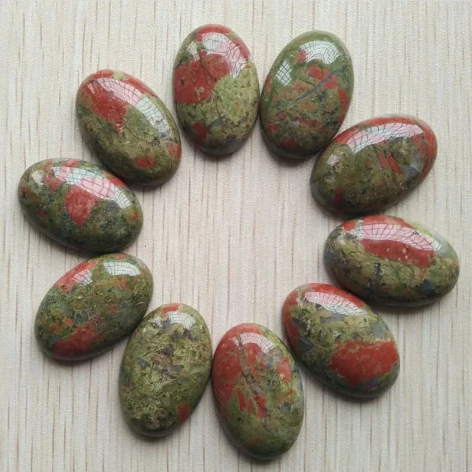 12 Oval Stone Cabochon Beads