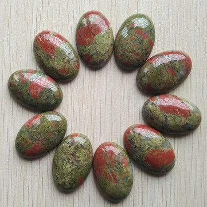 12 Oval Stone Cabochon Beads