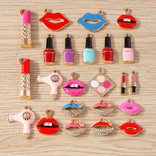 10pcs Lipstick Lips Charms