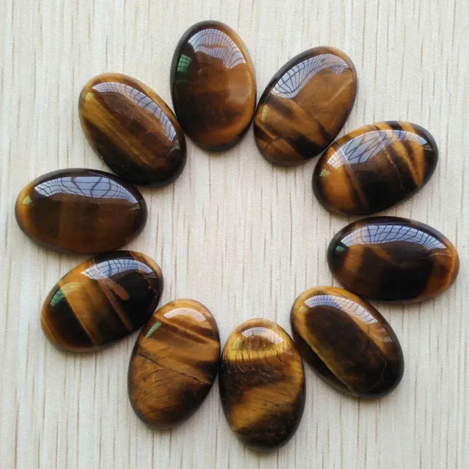 12 Oval Stone Cabochon Beads