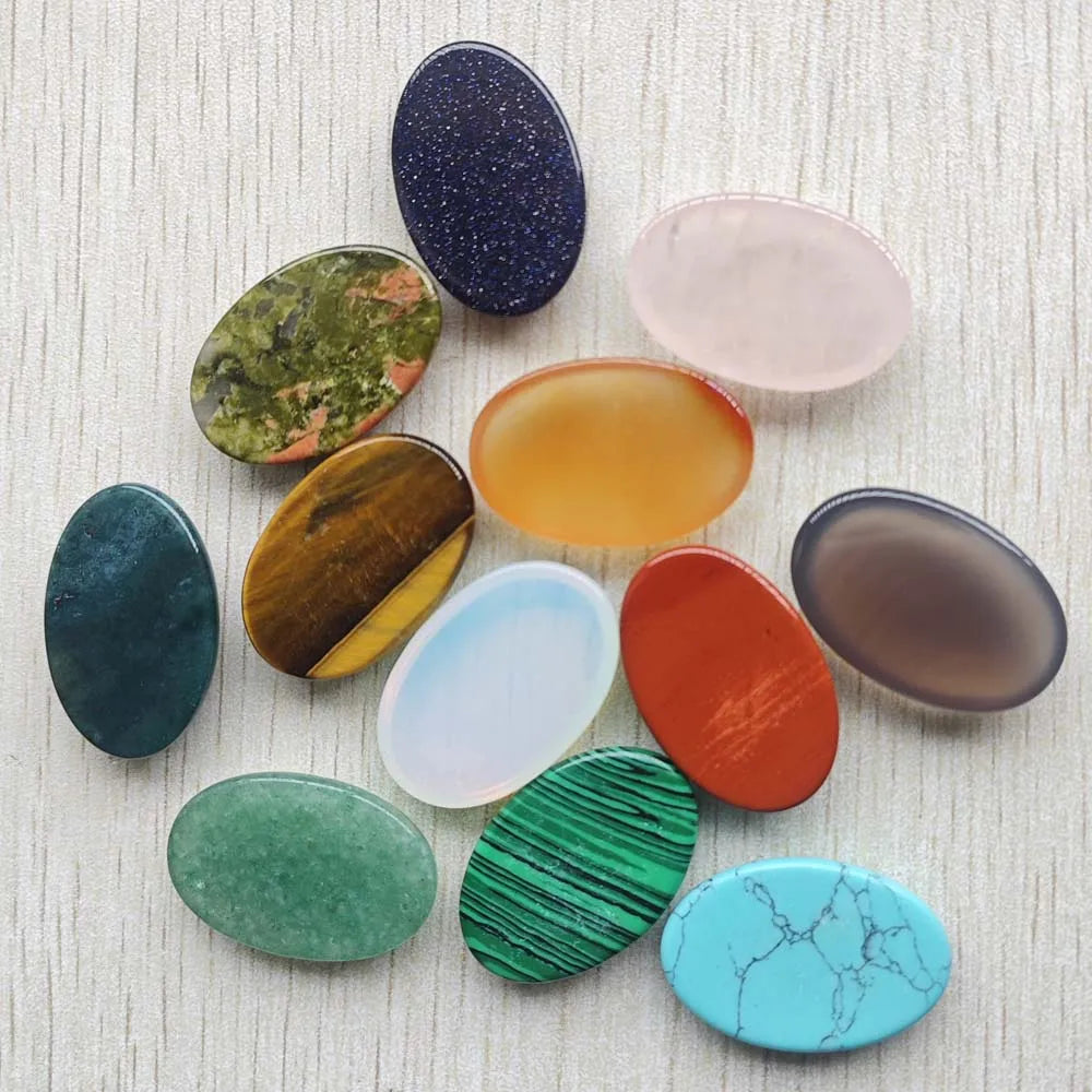 12 Oval Stone Cabochon Beads