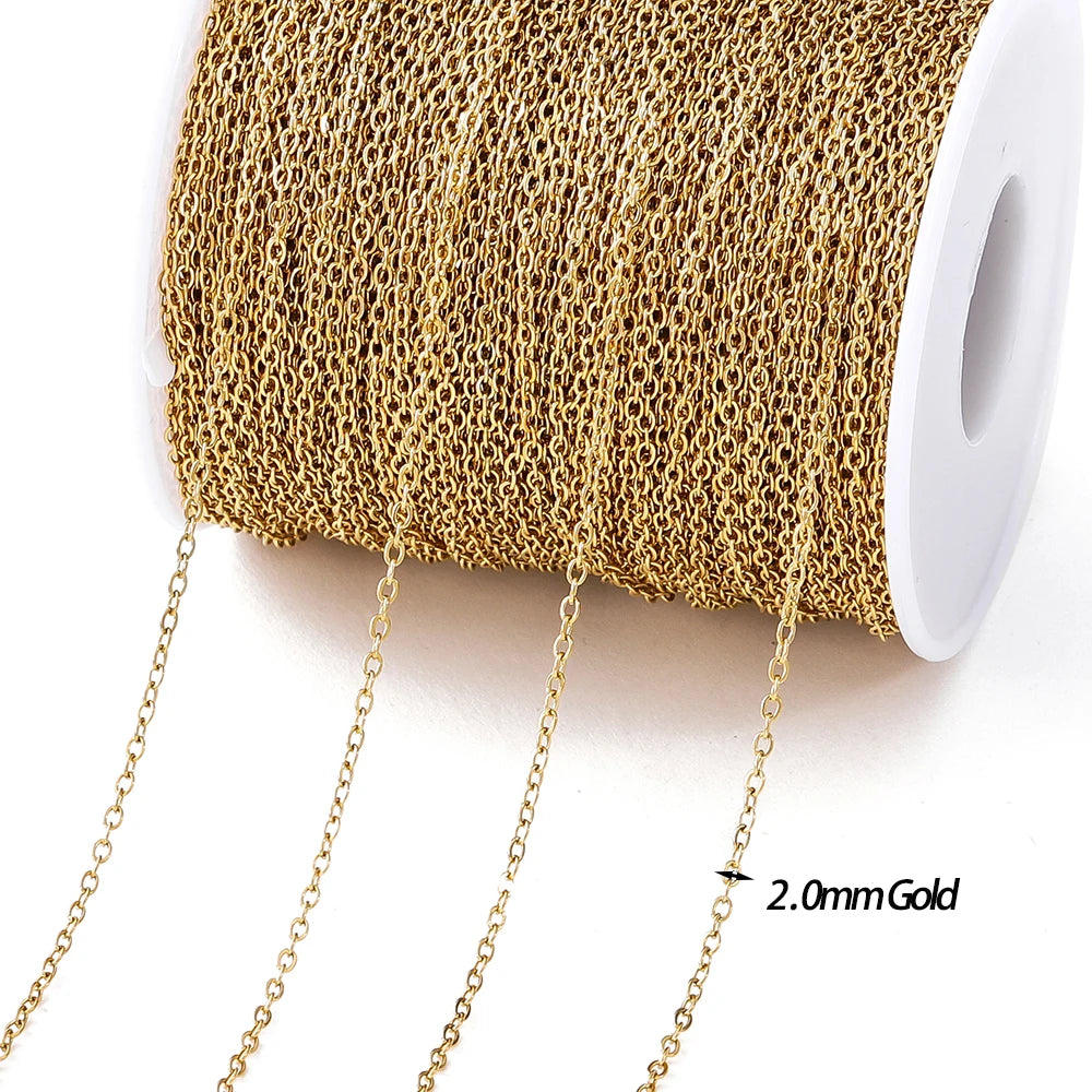 Gold Stainless Steel Beaded Chain
