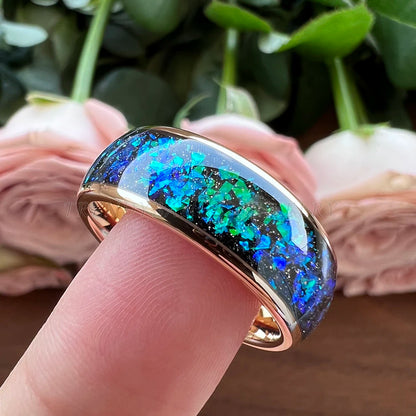8mm Tungsten Opal Ring
