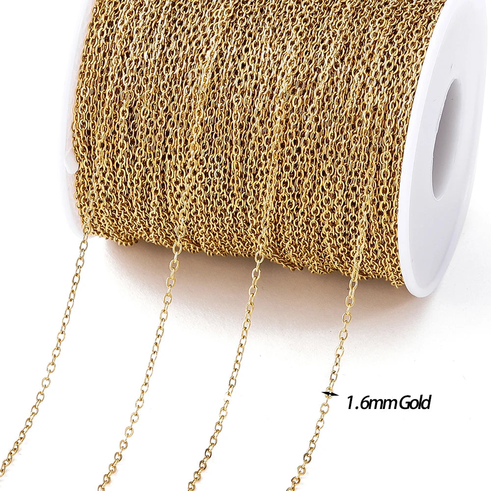 Gold Stainless Steel Beaded Chain