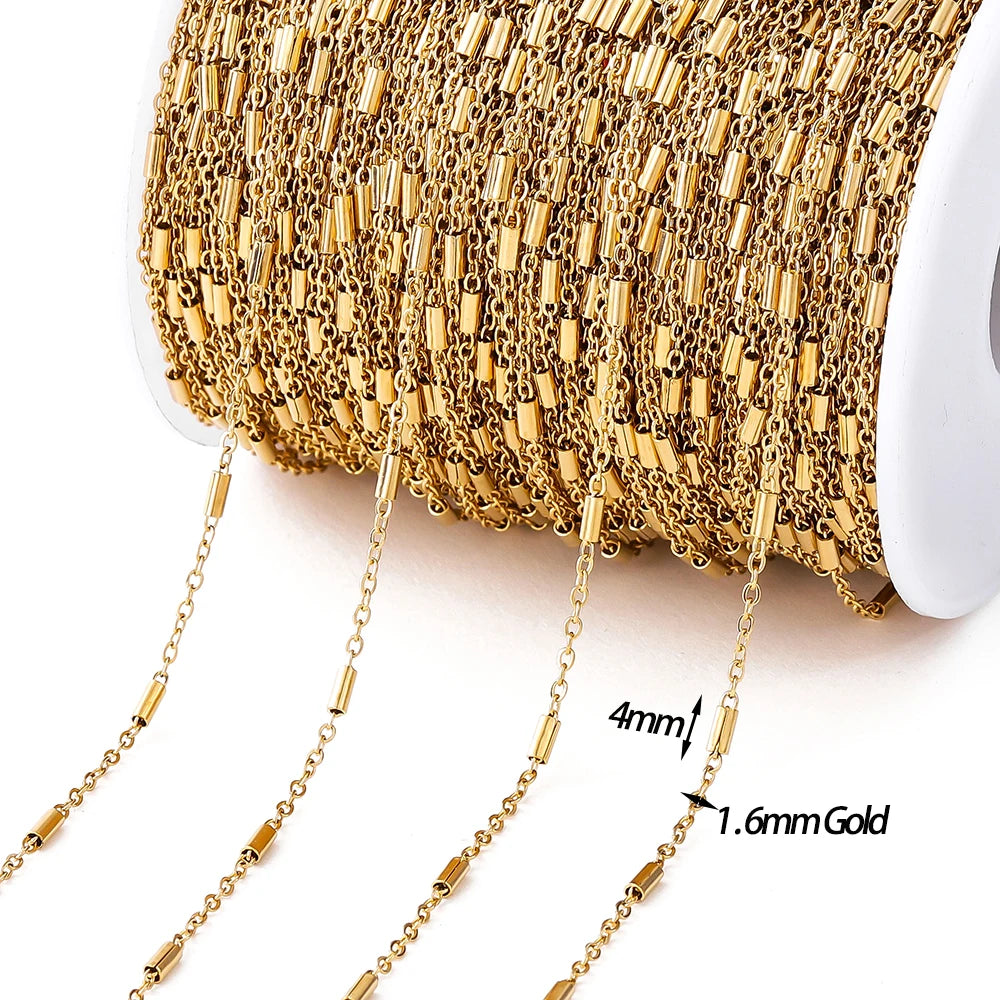 Gold Stainless Steel Beaded Chain
