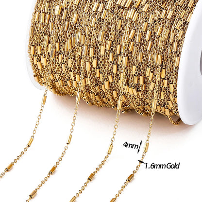 Gold Stainless Steel Beaded Chain