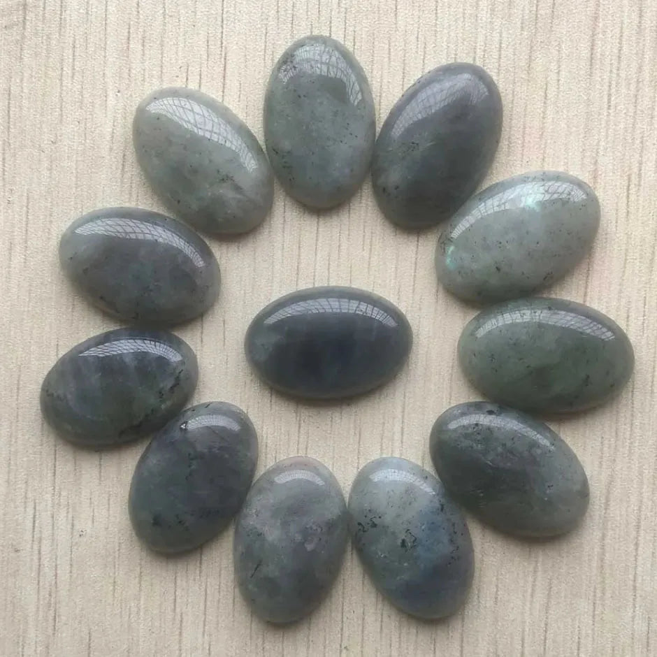 12 Oval Stone Cabochon Beads