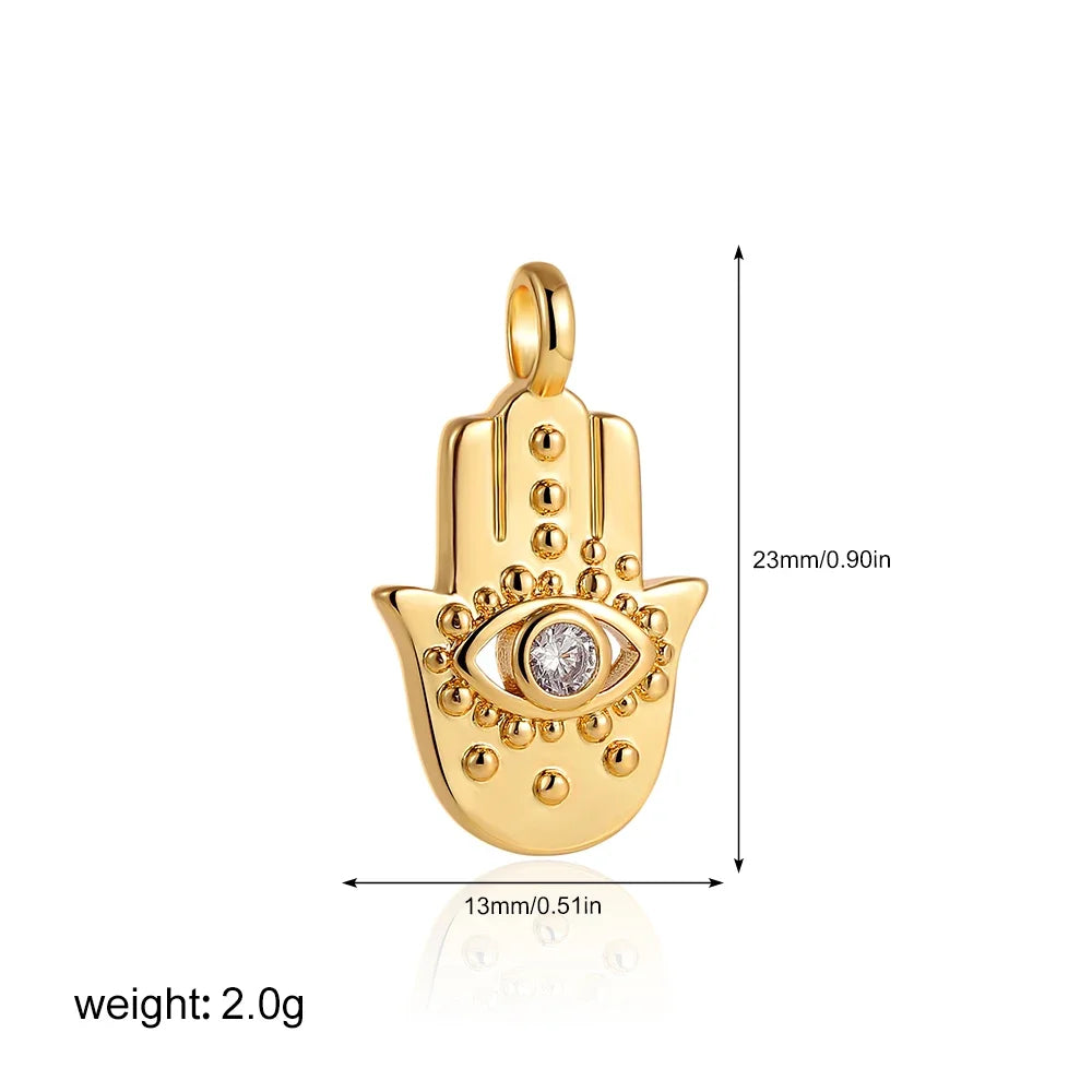 Gold Moon Star Evil Eye Pendant