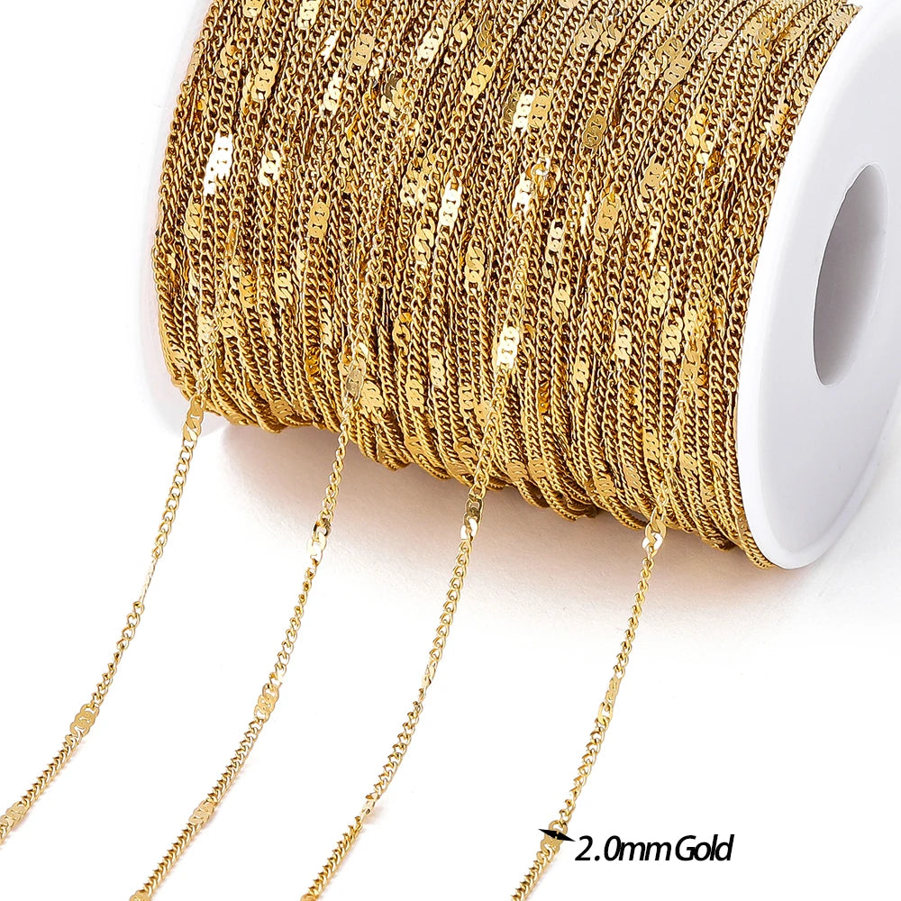 Gold Stainless Steel Beaded Chain
