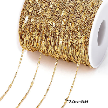 Gold Stainless Steel Beaded Chain