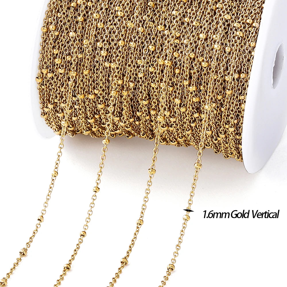 Gold Stainless Steel Beaded Chain