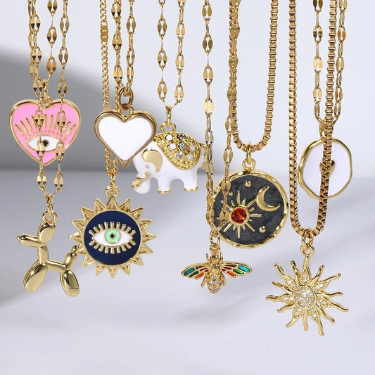 Gold Animal & Heart Necklace