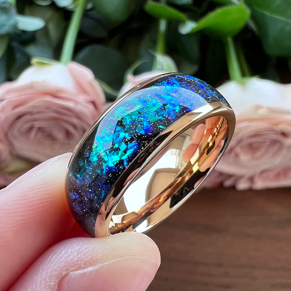 8mm Tungsten Opal Ring