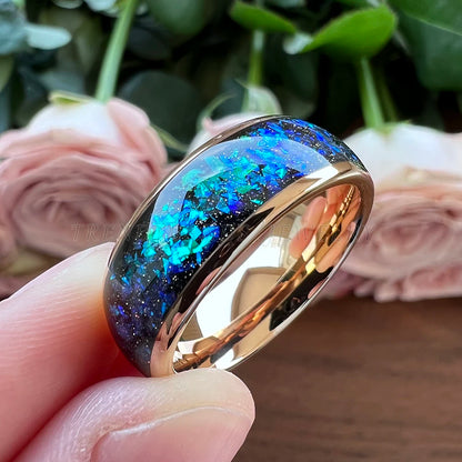 8mm Tungsten Opal Ring