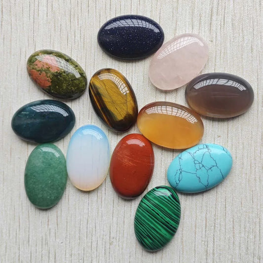 12 Oval Stone Cabochon Beads