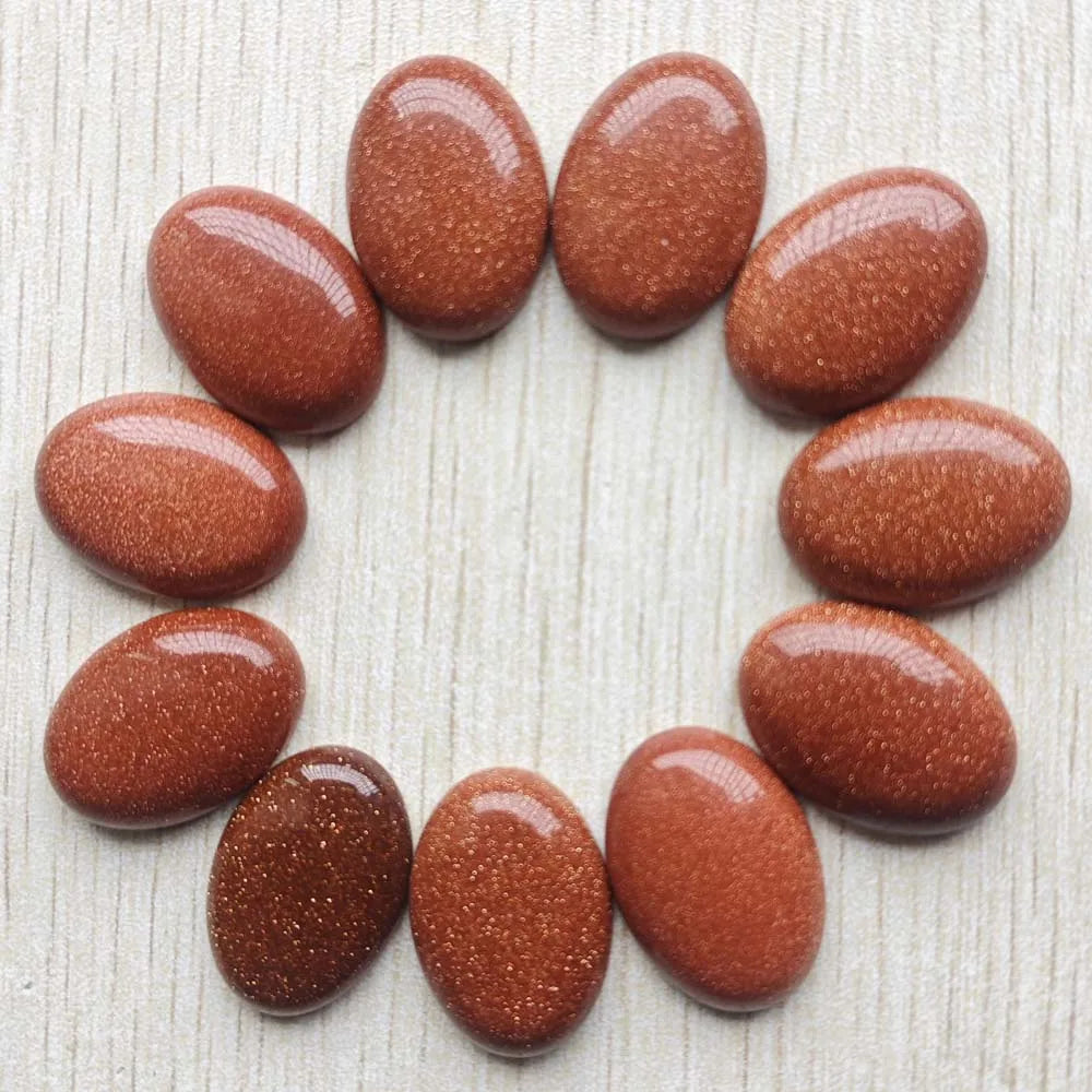 12 Oval Stone Cabochon Beads