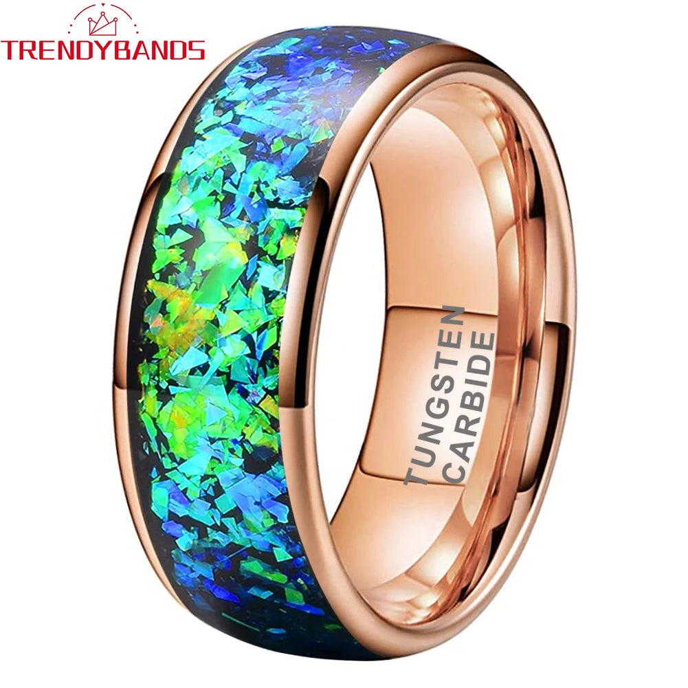 8mm Tungsten Opal Ring